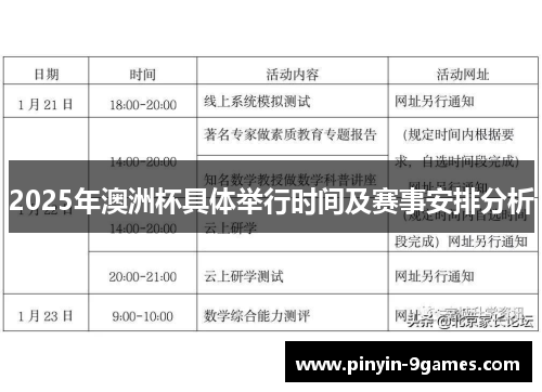 2025年澳洲杯具体举行时间及赛事安排分析 2025年澳洲杯具体举行时间及赛事安排分析